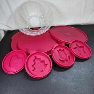 Tupperware Jello Mold Jel-N-Serve 7 Piece Set Four Design Inserts 616